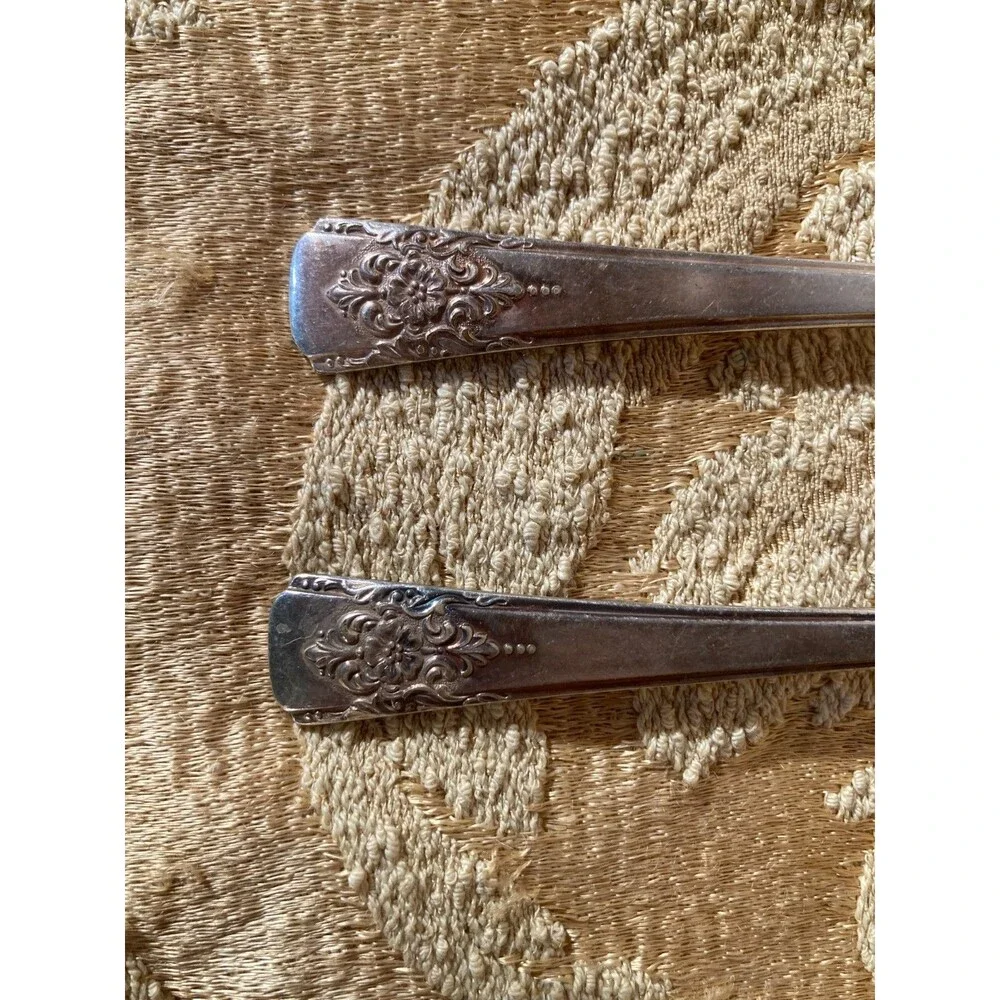 Vintage 50s Salad Forks 1950s International Silver Mountain Rose Silverplate (2)